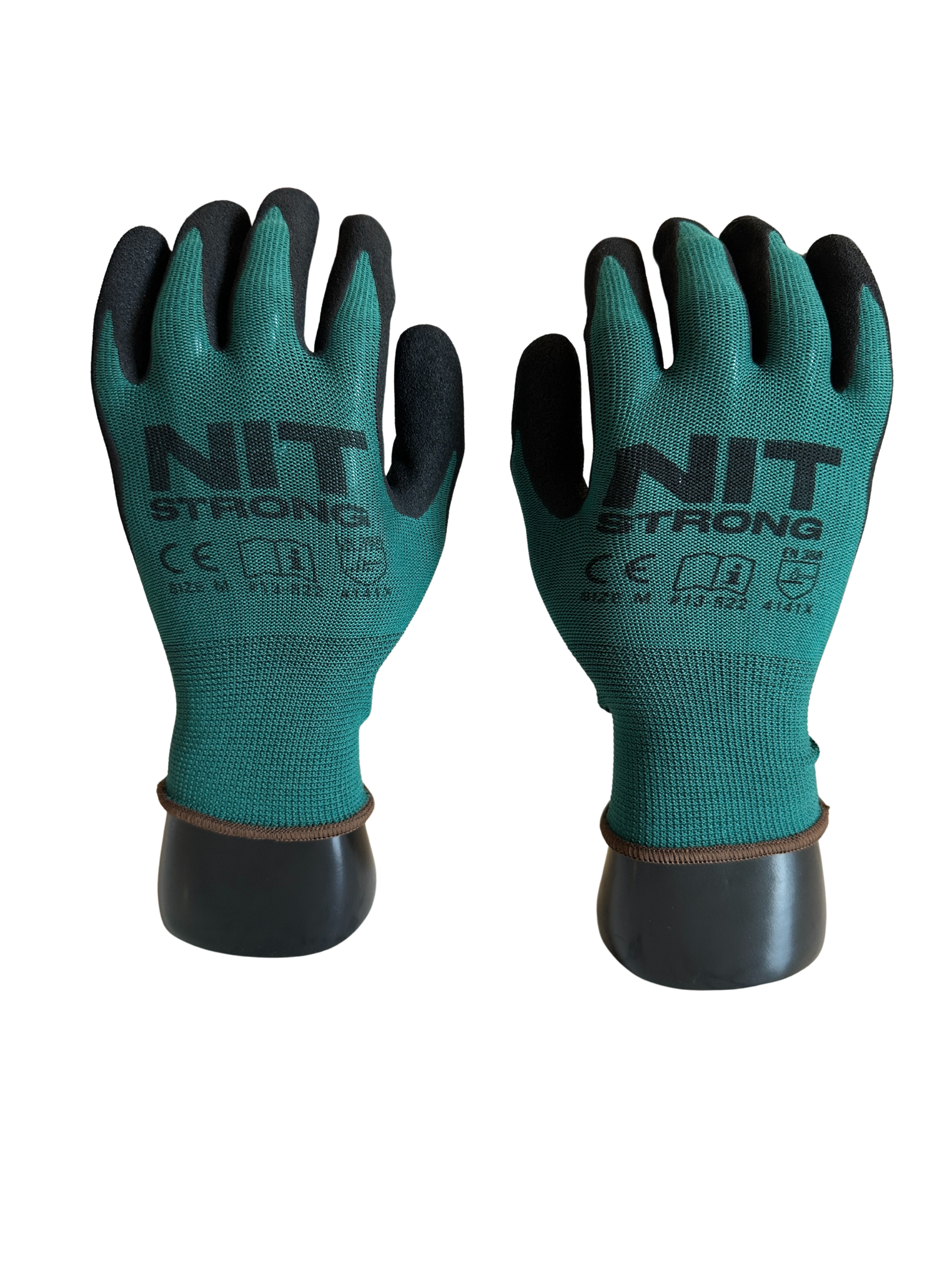 NIT Strong 13 Gauge Black Sandy Nitrile Palms Work Glove - EN 388 Rated 4141 (12 Pairs/Pack)
