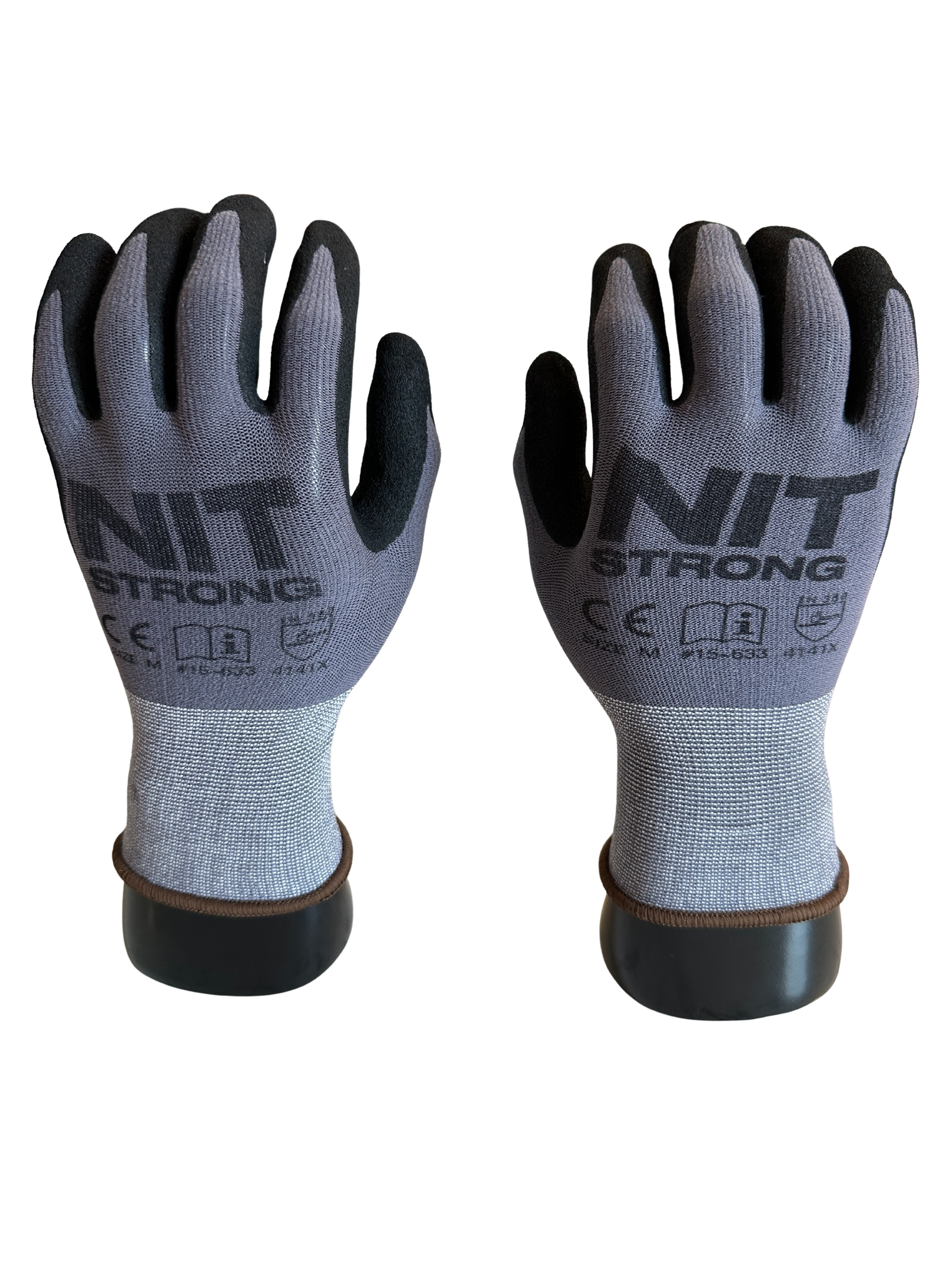 NIT Strong 15 Gauge Black Sandy Nitrile Palms EN 388 Rating 4141 Work Gloves (12 Pair/Pack)