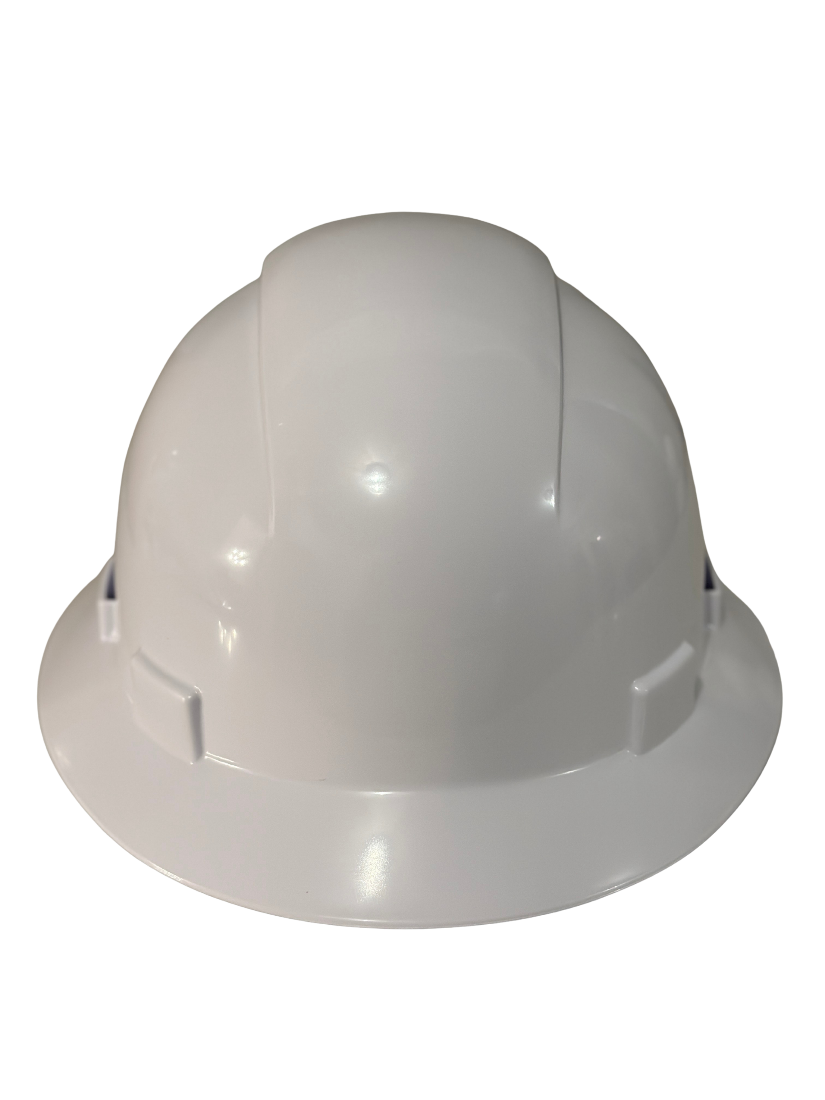 White Vented Full Brim Hard Hat With 6 Point Quick Ratchet Suspension