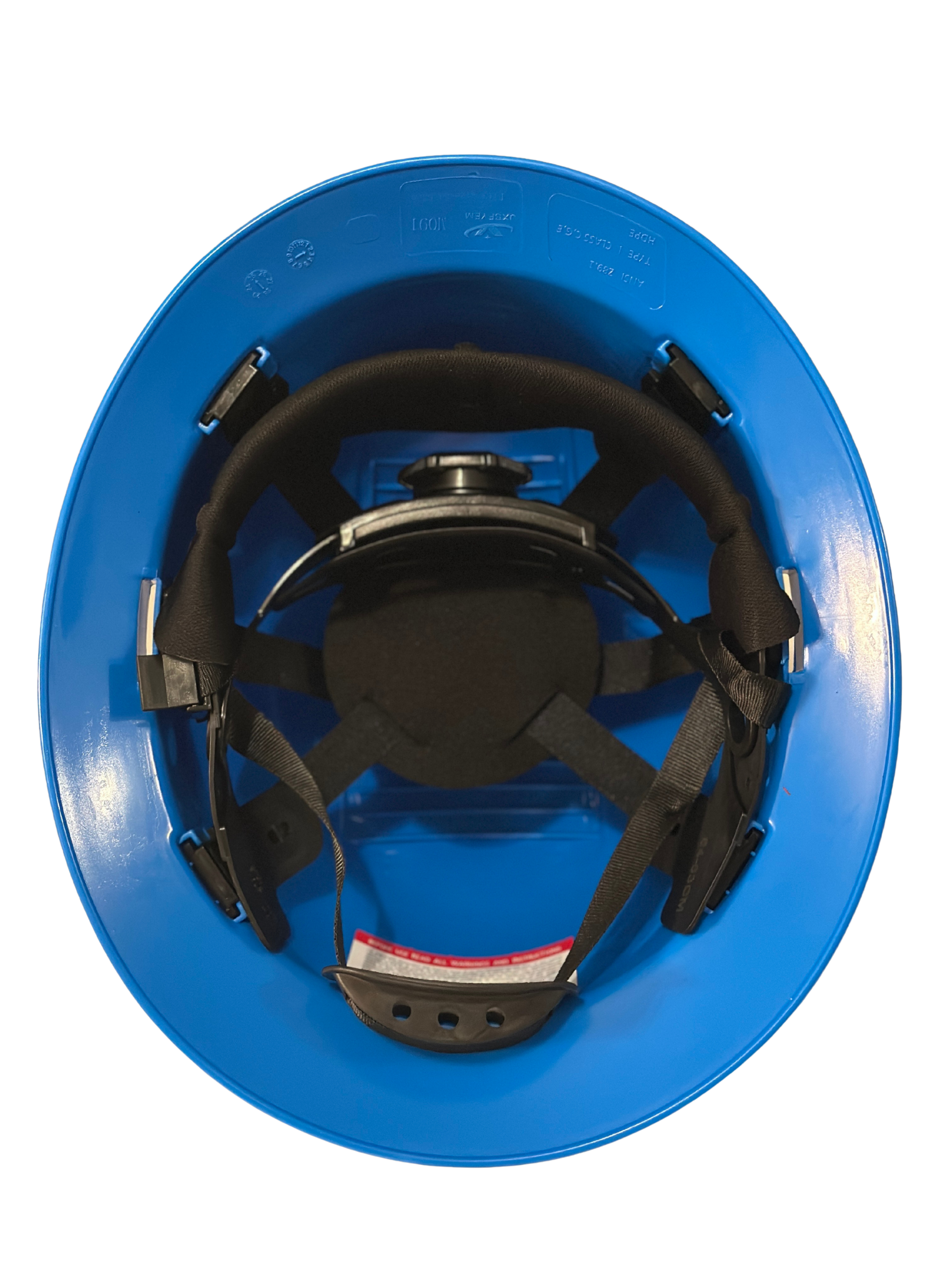Blue Full Brim Hard Hat With 6 Point Quick Ratchet Suspension