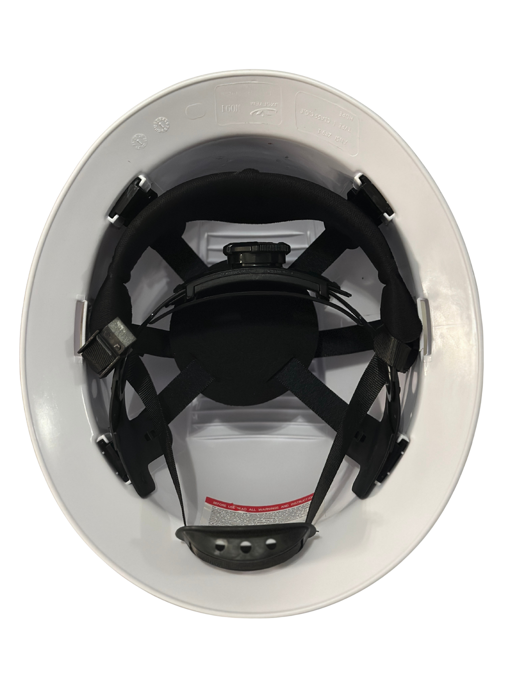 White Full Brim Hard Hat With 6 Point Quick Ratchet Suspension