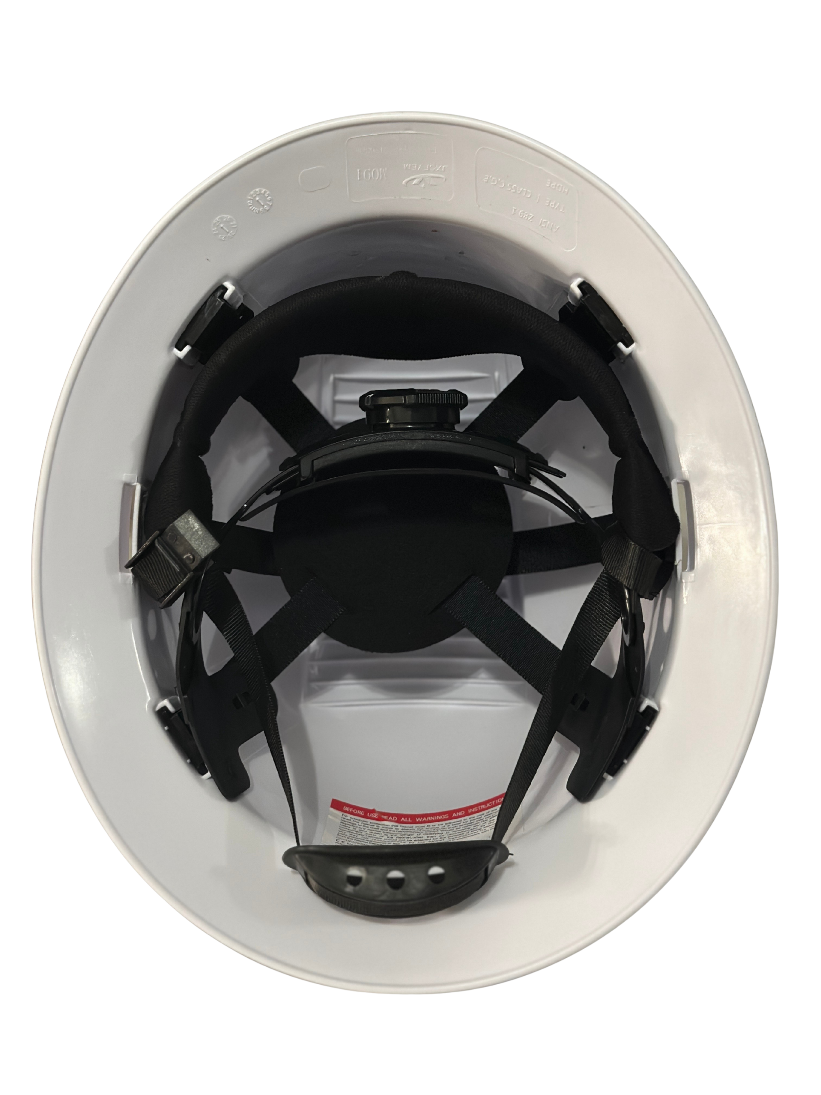 White Full Brim Hard Hat With 6 Point Quick Ratchet Suspension