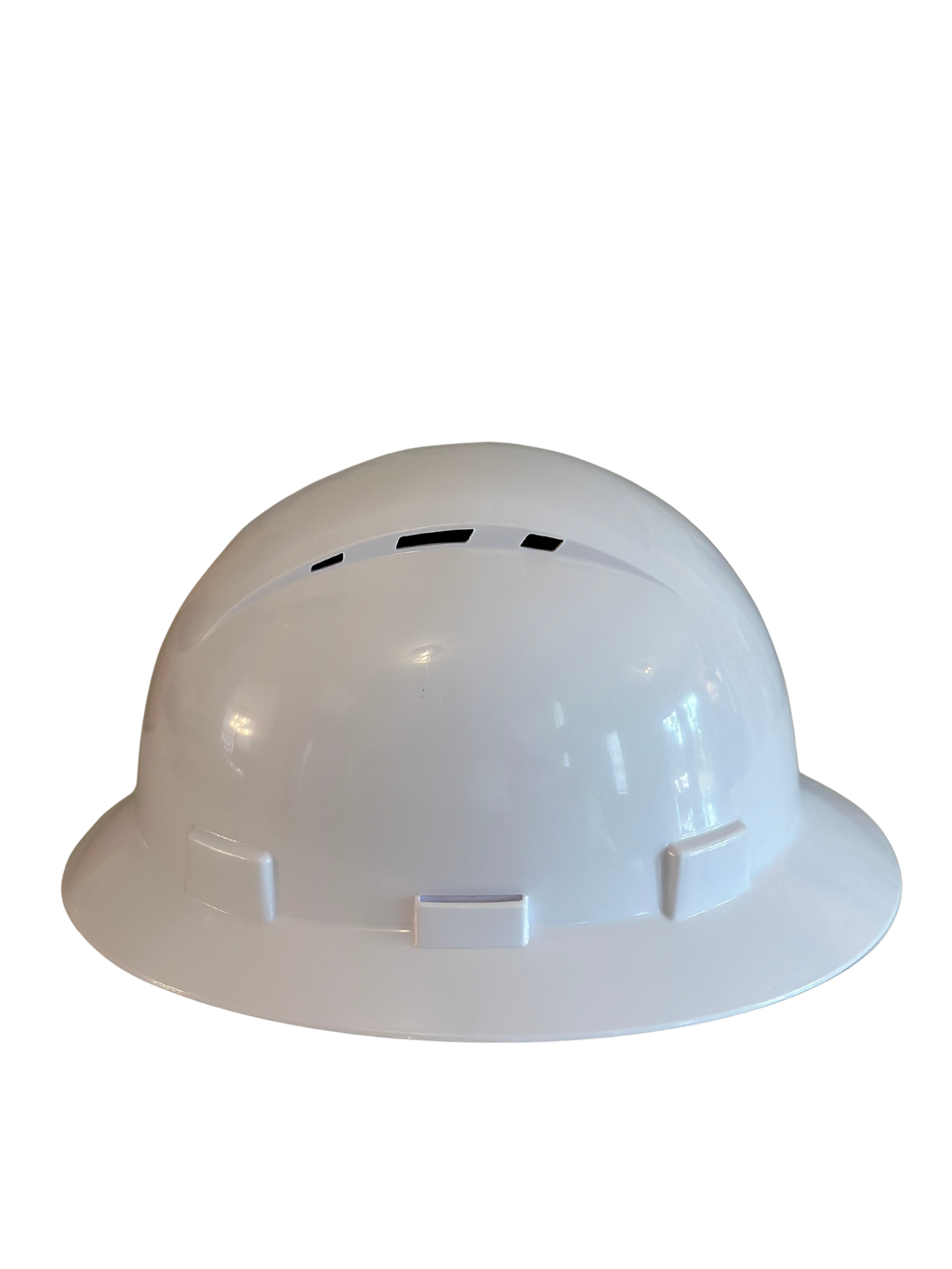 White Vented Full Brim Hard Hat With 6 Point Quick Ratchet Suspension