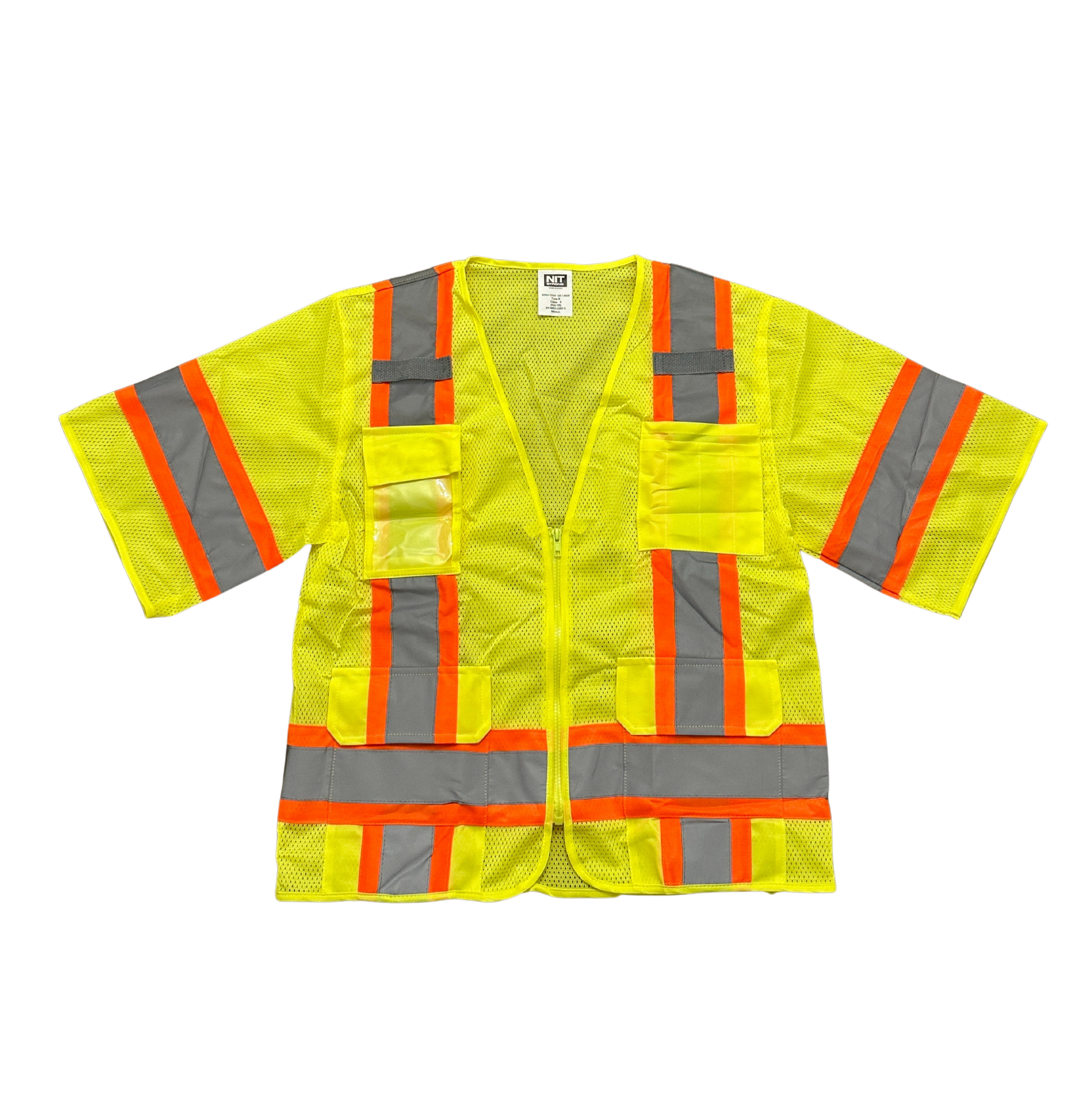 Class III Hi-Vis Yellow Reflective Two Tone Mesh Vest (5 Pocket)