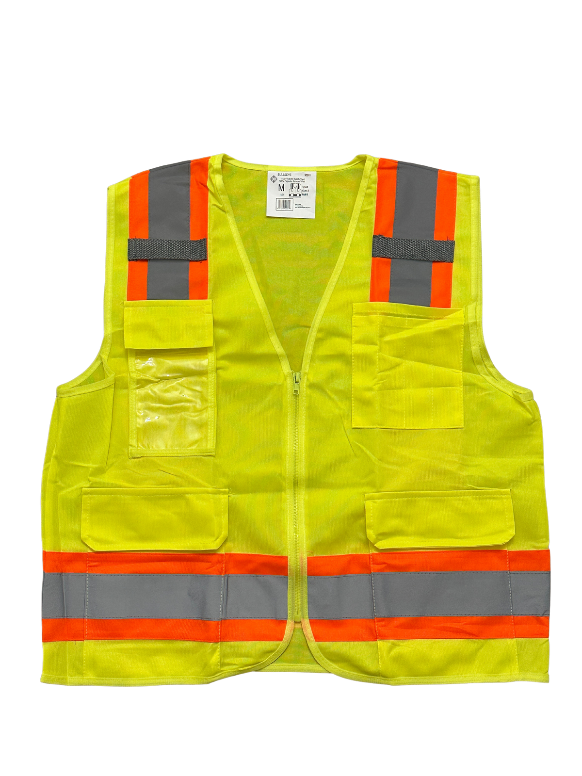 Class II Hi-Vis Yellow Reflective 2 Tone Polyester Vest (5 Pocket)