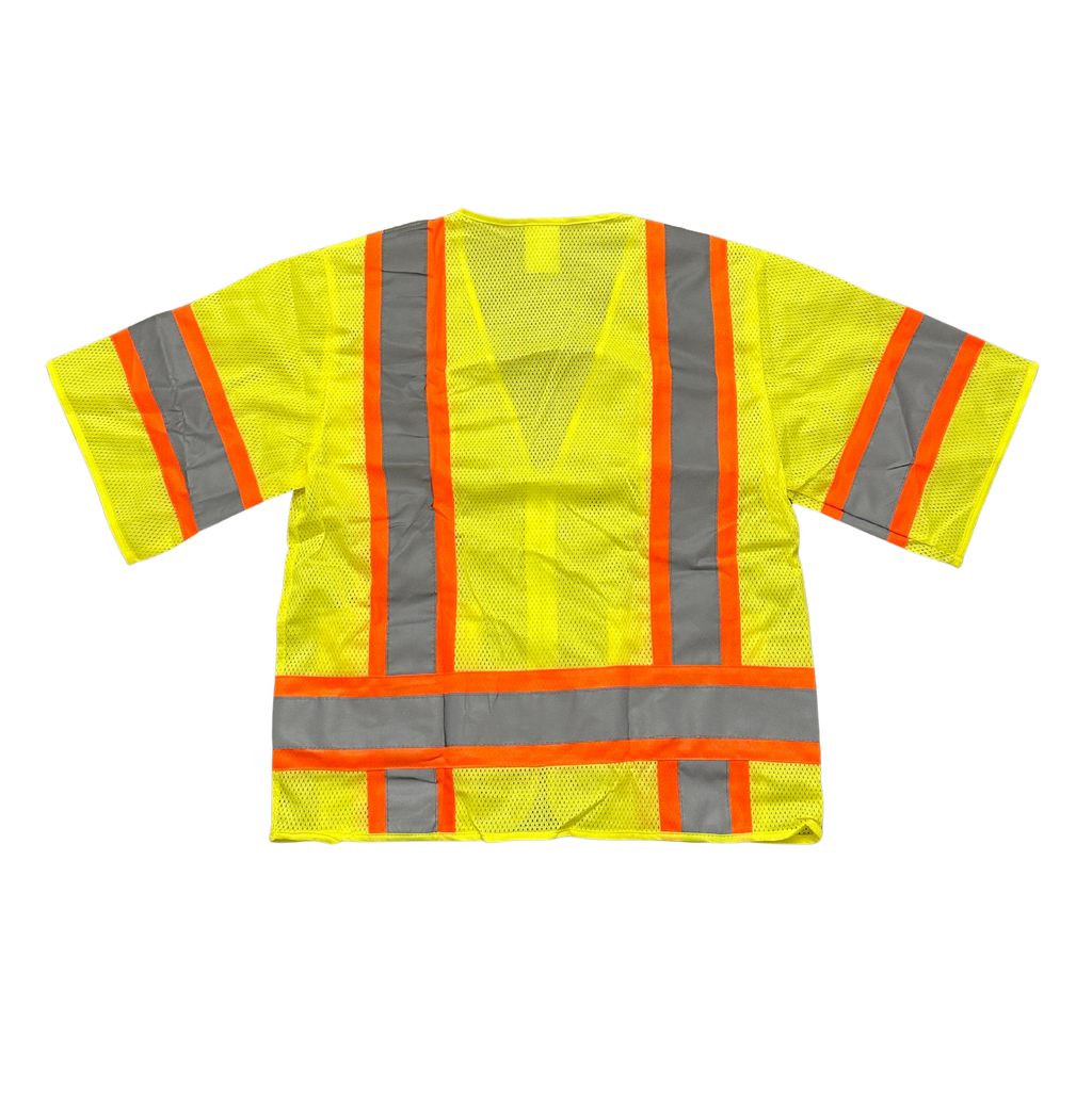Class III Hi-Vis Yellow Reflective Two Tone Mesh Vest (5 Pocket)