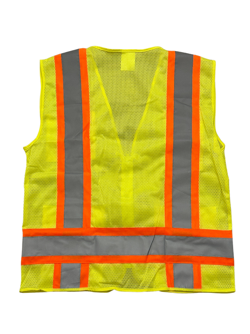 Class II Hi-Vis Yellow 2 Tone Reflective Mesh Vest (5 Pocket)